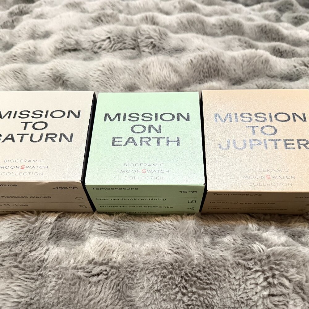3 of Authentic OMEGA X SWATCH Mission to Jupiter-Earth-Saturn Complete Full Set